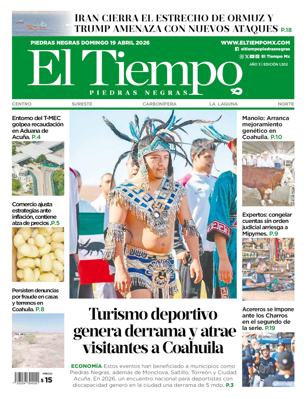 Edición impresa de El Tiempo Piedras Negras