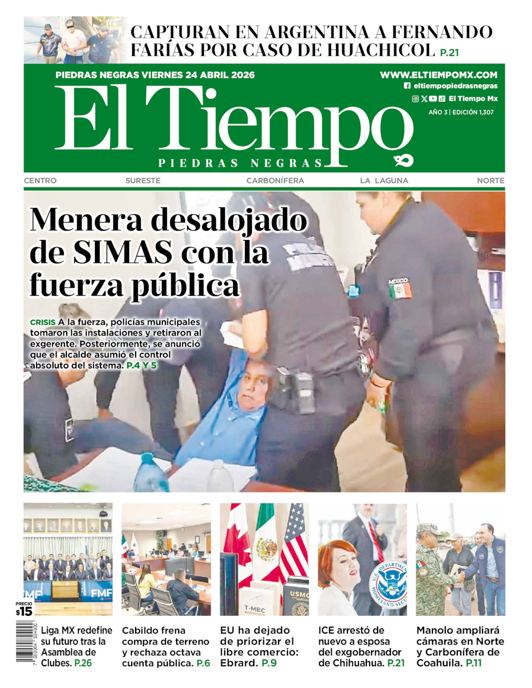 Edición impresa de El Tiempo Piedras Negras