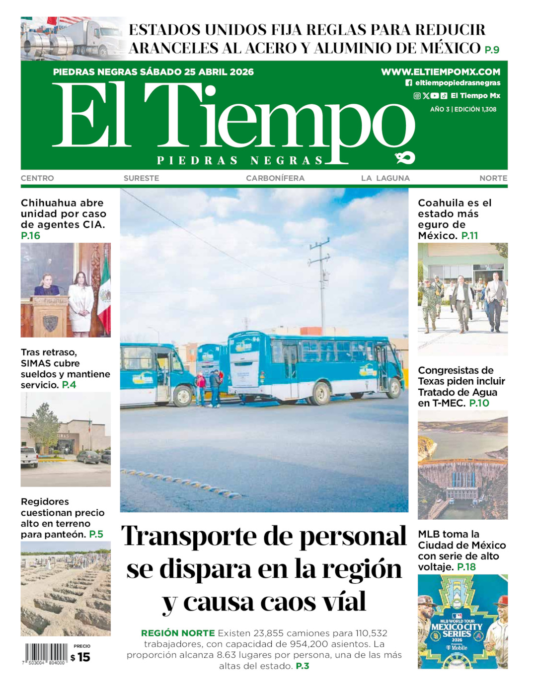 Edición impresa de El Tiempo Piedras Negras