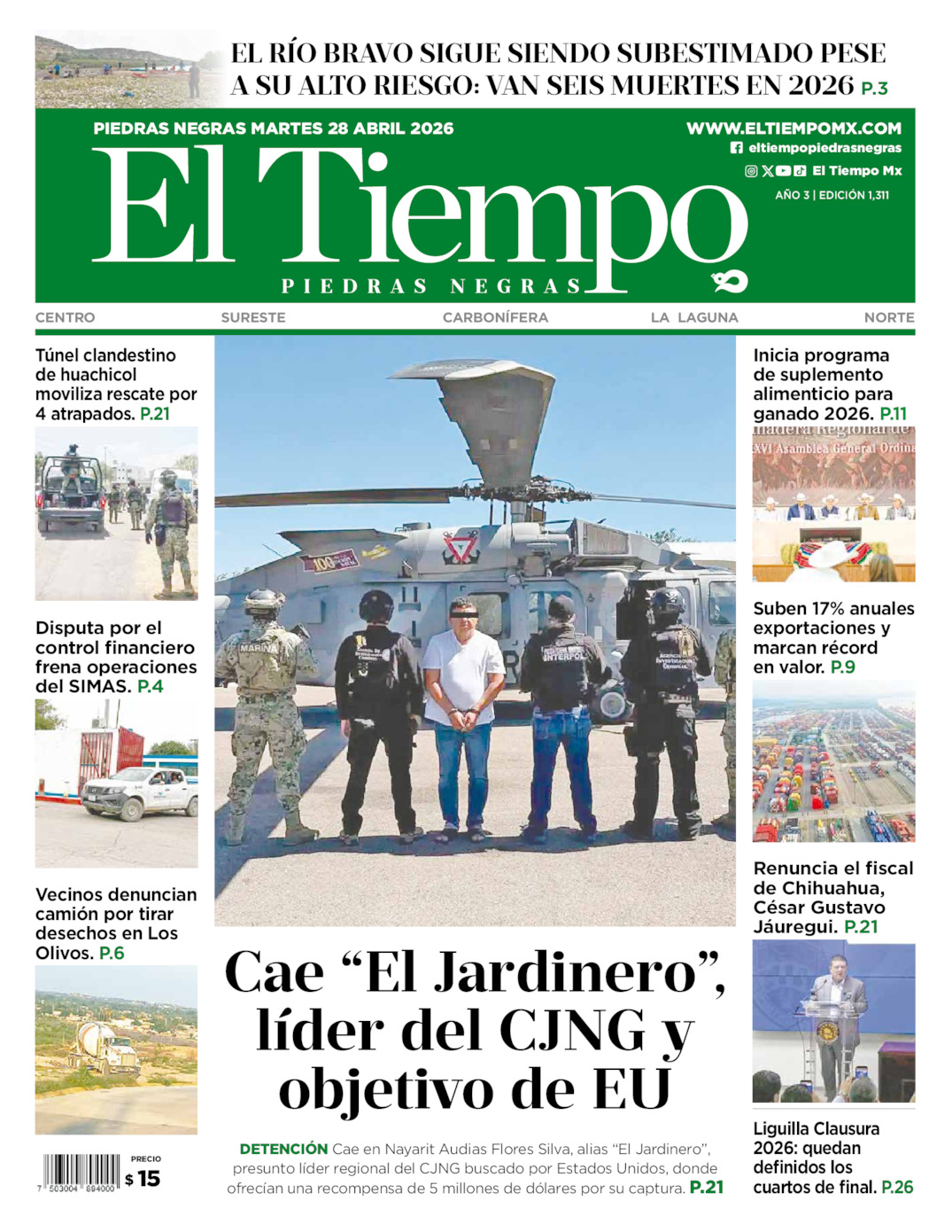 Edición impresa de El Tiempo Piedras Negras