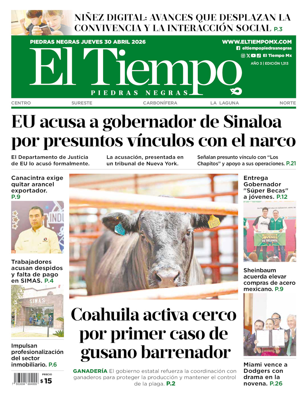 Edición impresa de El Tiempo Piedras Negras