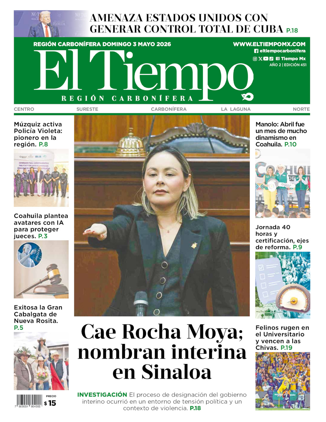 Edición impresa de El Tiempo Región Carbonífera