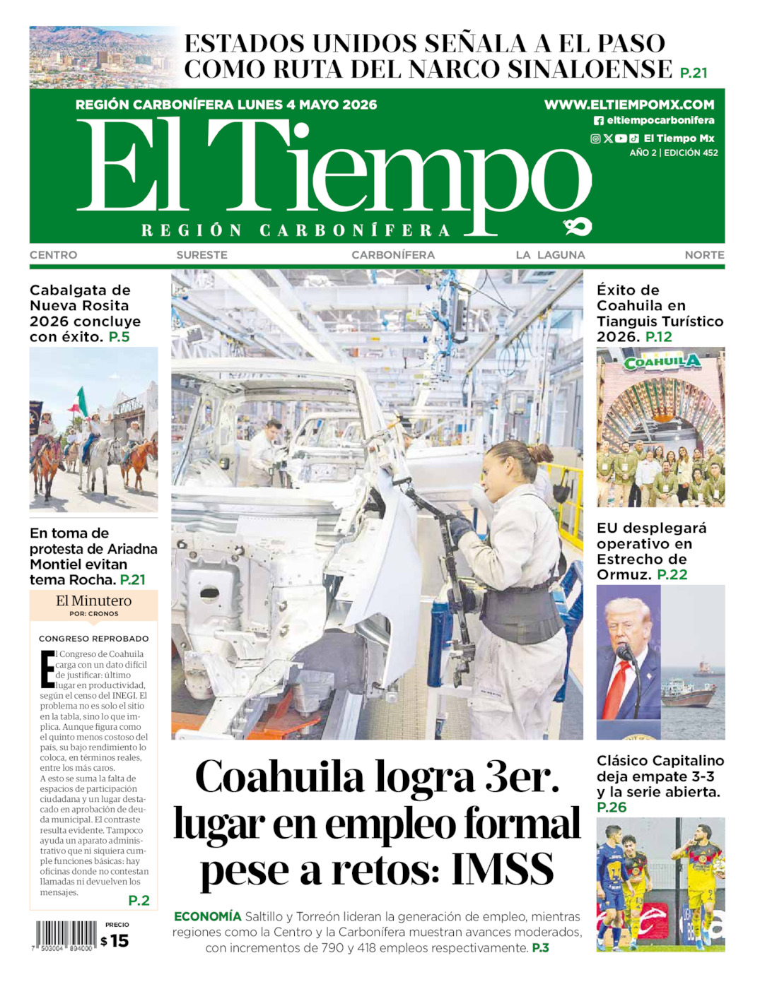 Edición impresa de El Tiempo Región Carbonífera