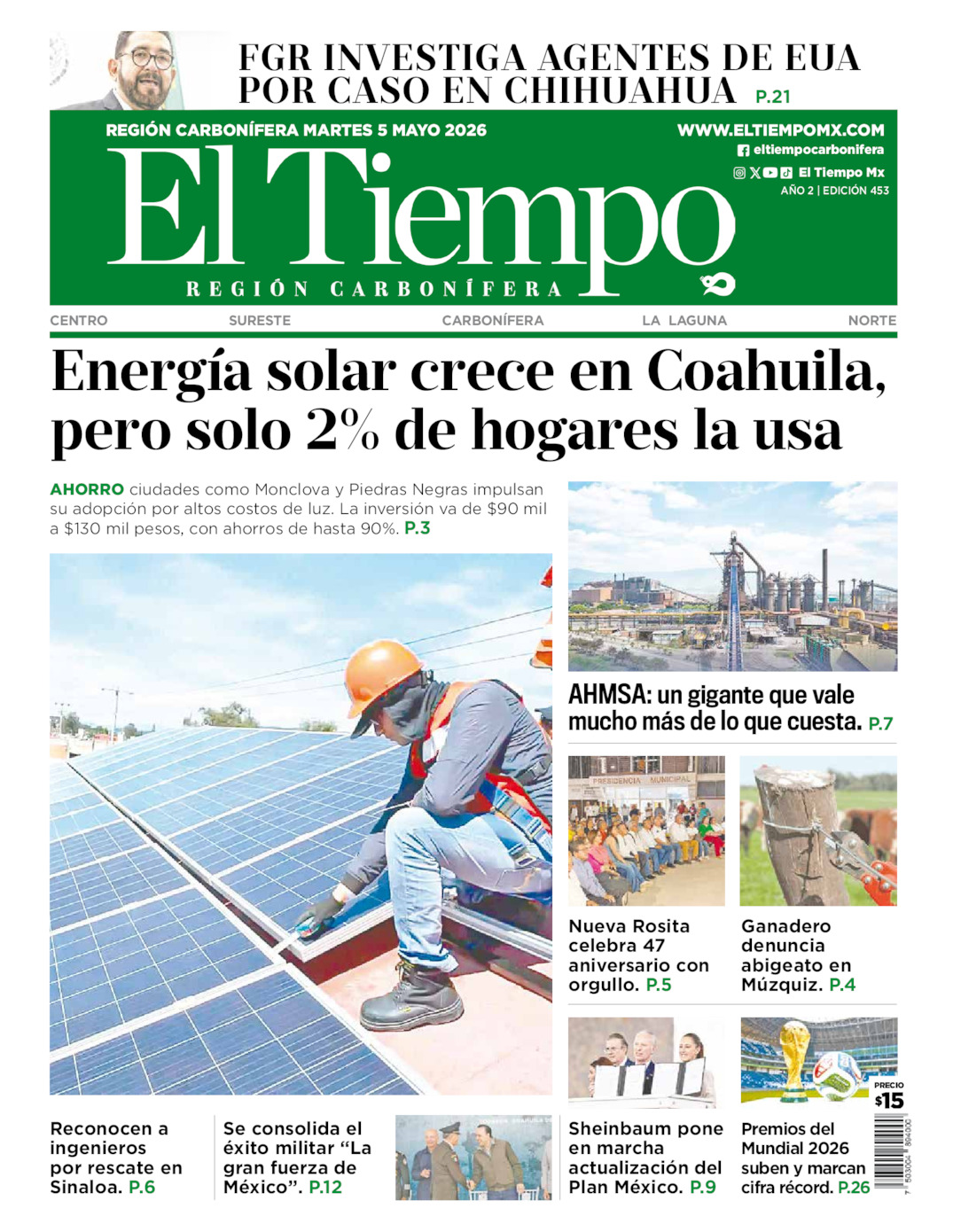 Edición impresa de El Tiempo Región Carbonífera