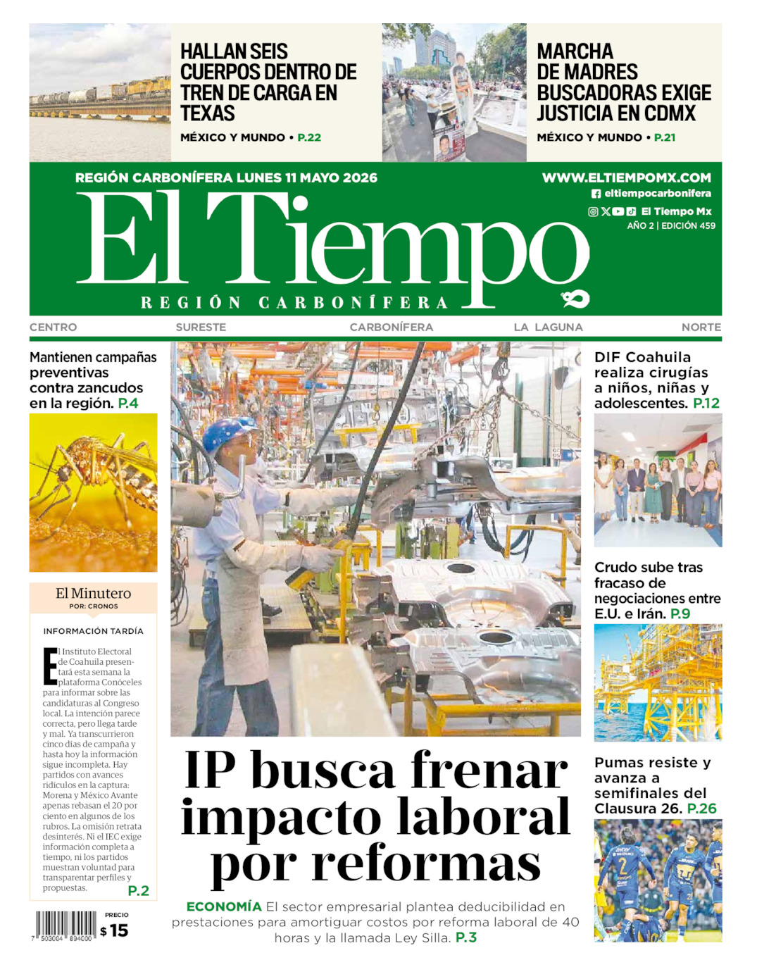Edición impresa de El Tiempo Región Carbonífera