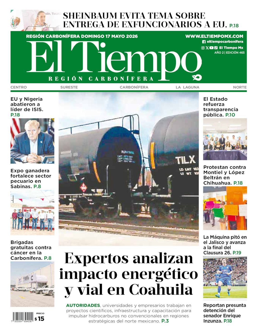 Edición impresa de El Tiempo Región Carbonífera