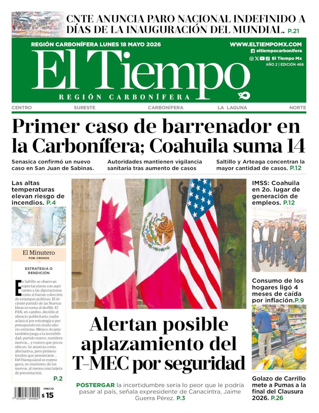 Edición impresa de El Tiempo Región Carbonífera