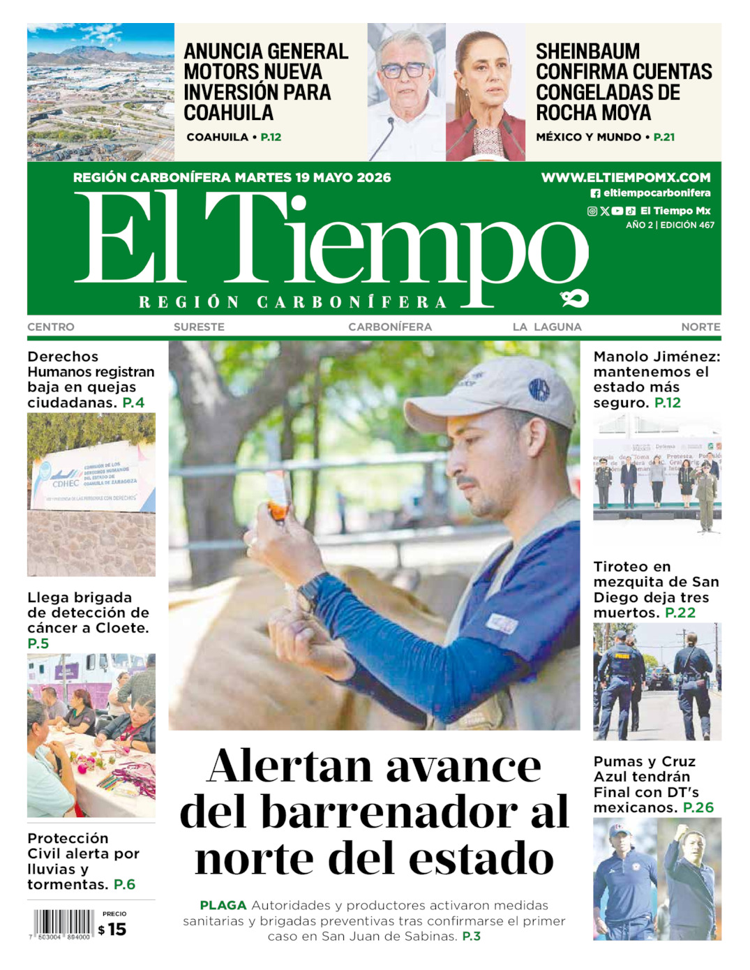 Edición impresa de El Tiempo Región Carbonífera