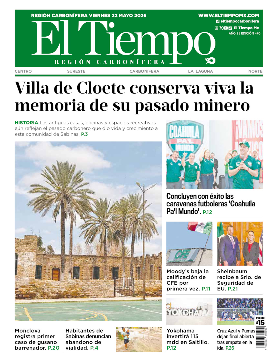 Edición impresa de El Tiempo Región Carbonífera