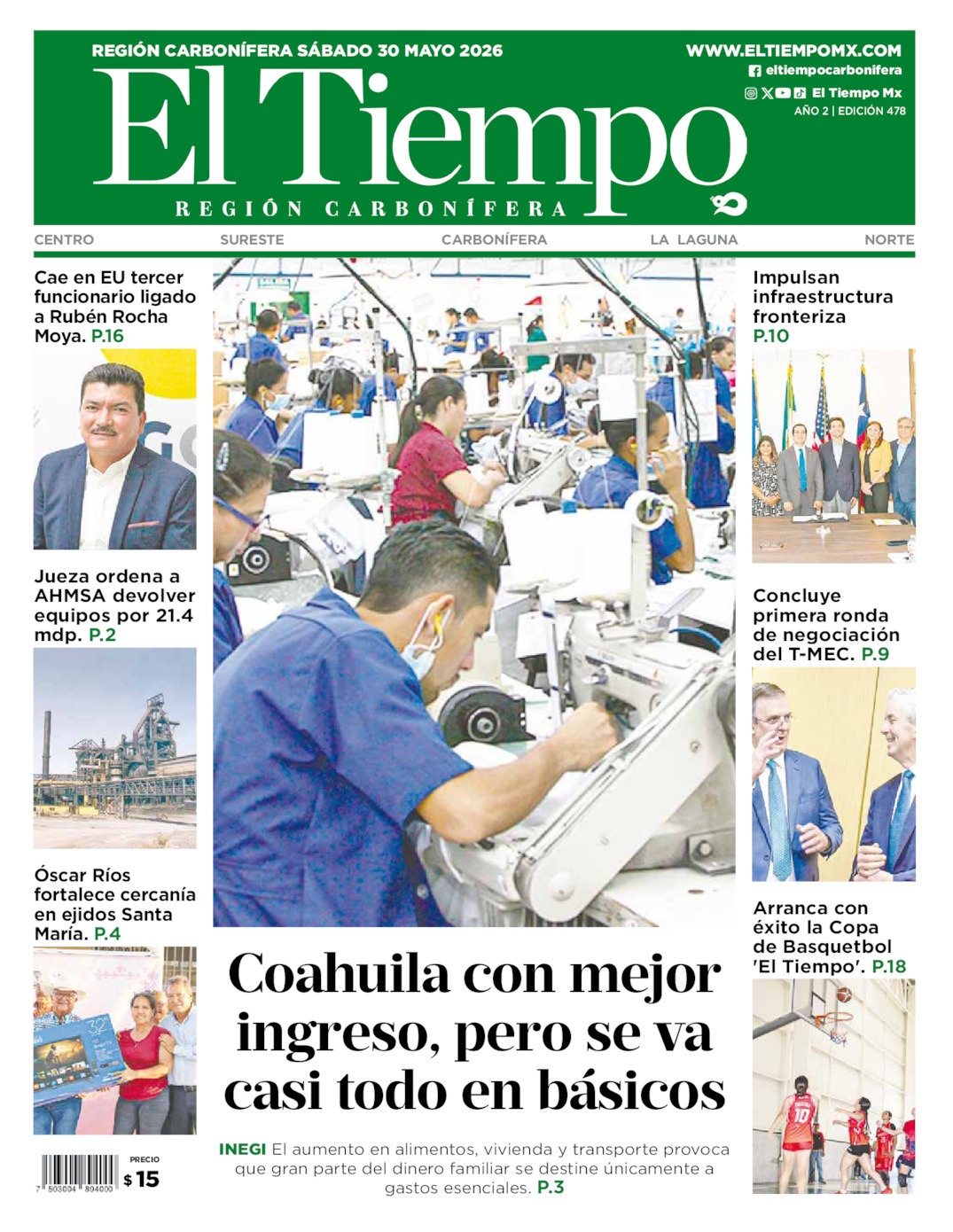 Edición impresa de El Tiempo Región Carbonífera