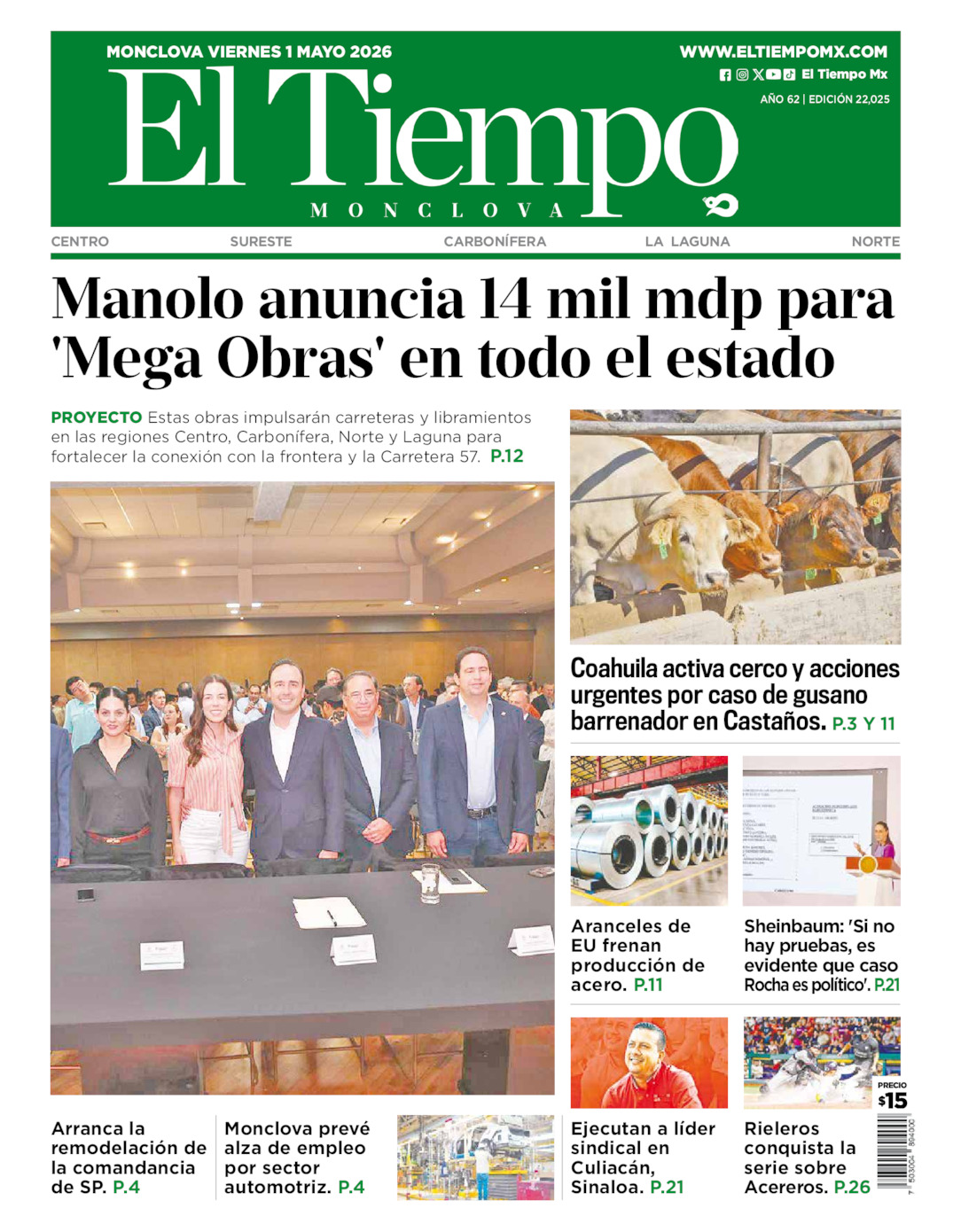 Edición impresa de El Tiempo Monclova
