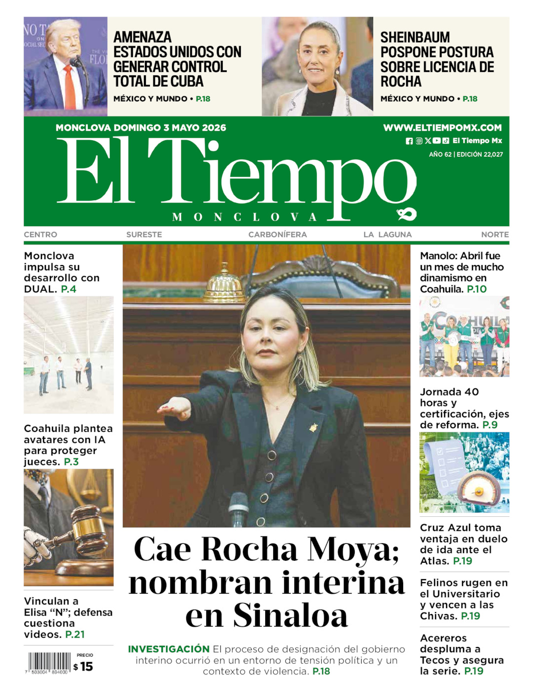 Edición impresa de El Tiempo Monclova