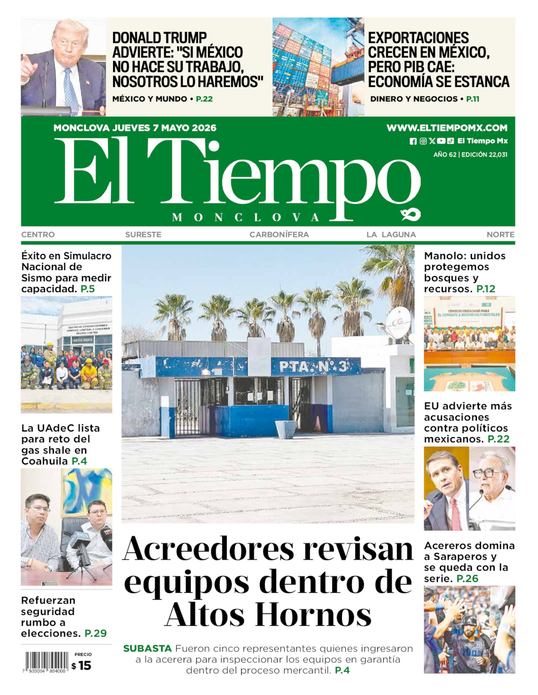 Edición impresa de El Tiempo Monclova