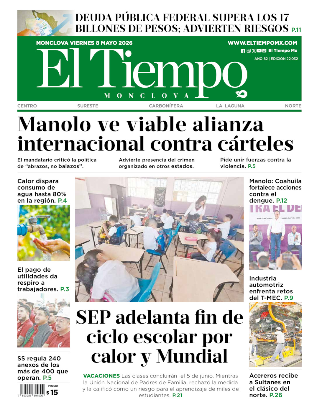 Portada del vie  8 de mayo de 2026
