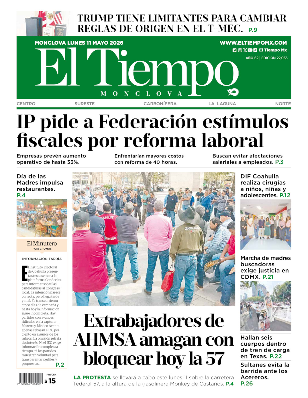 Edición impresa de El Tiempo Monclova