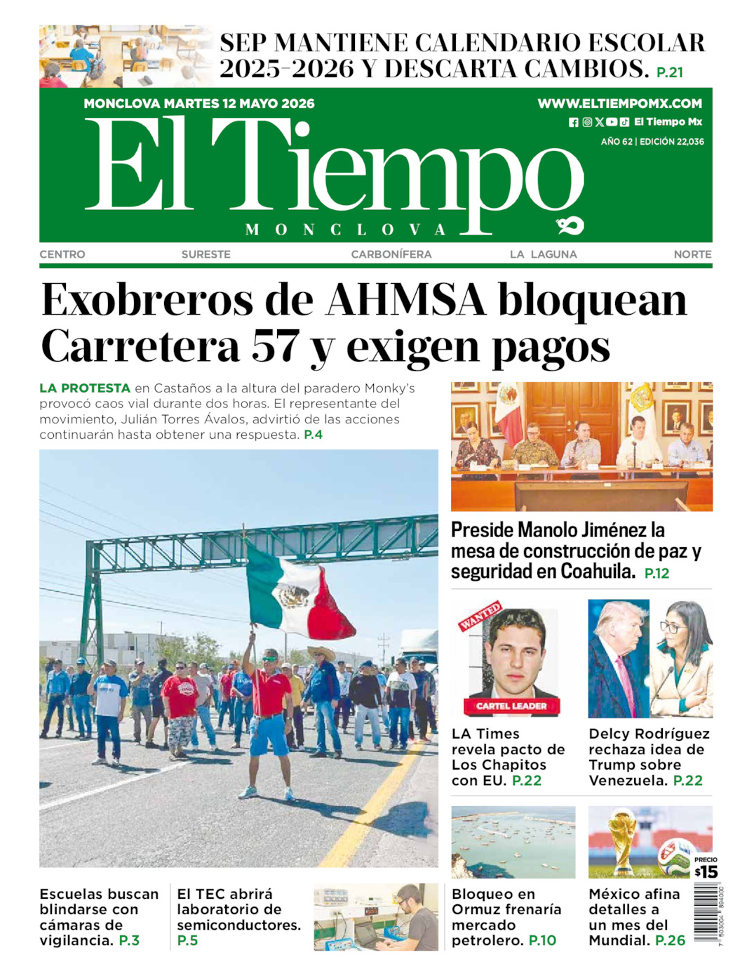 Edición impresa de El Tiempo Monclova