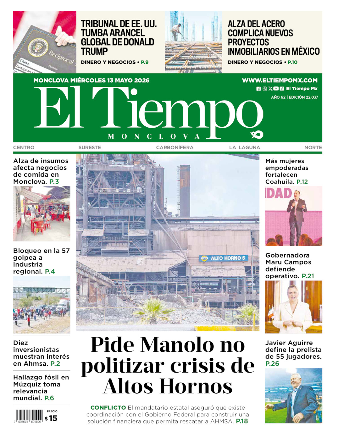 Edición impresa de El Tiempo Monclova