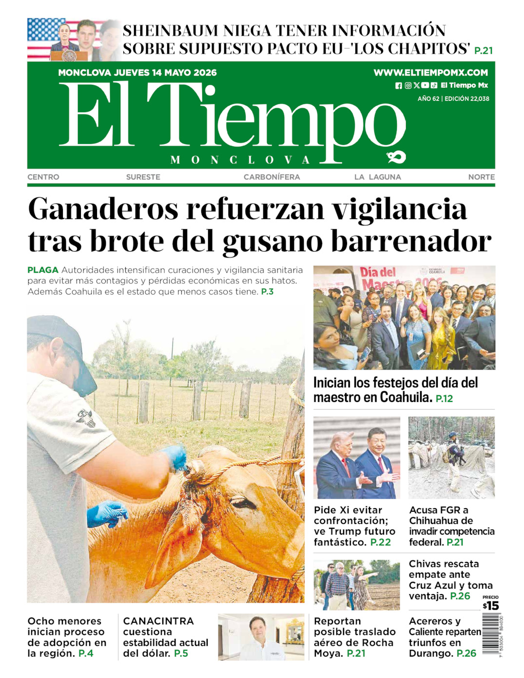 Edición impresa de El Tiempo Monclova