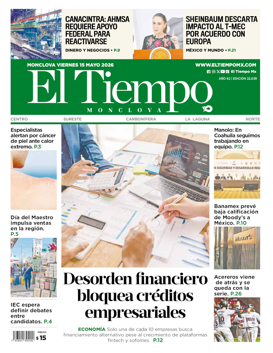Edición impresa de El Tiempo Monclova