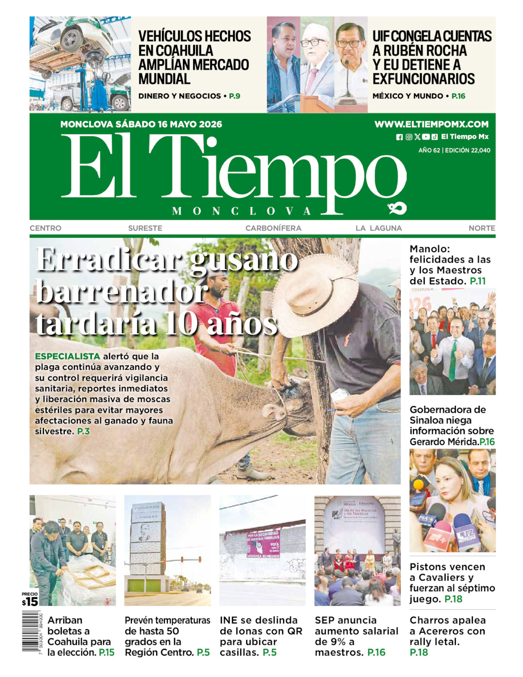 Edición impresa de El Tiempo Monclova