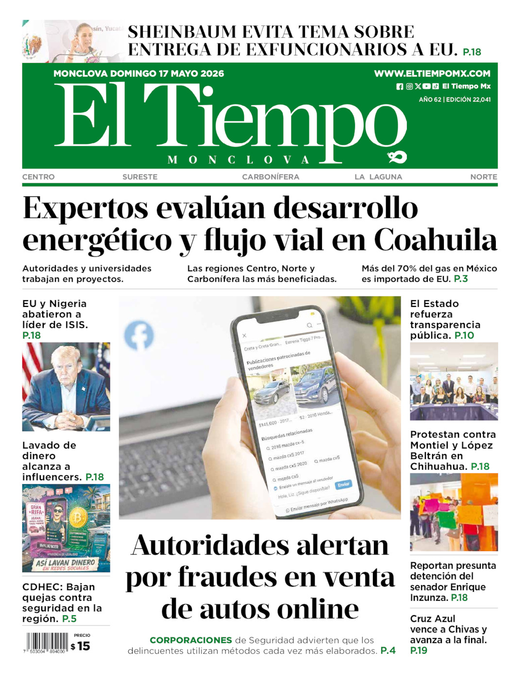 Edición impresa de El Tiempo Monclova