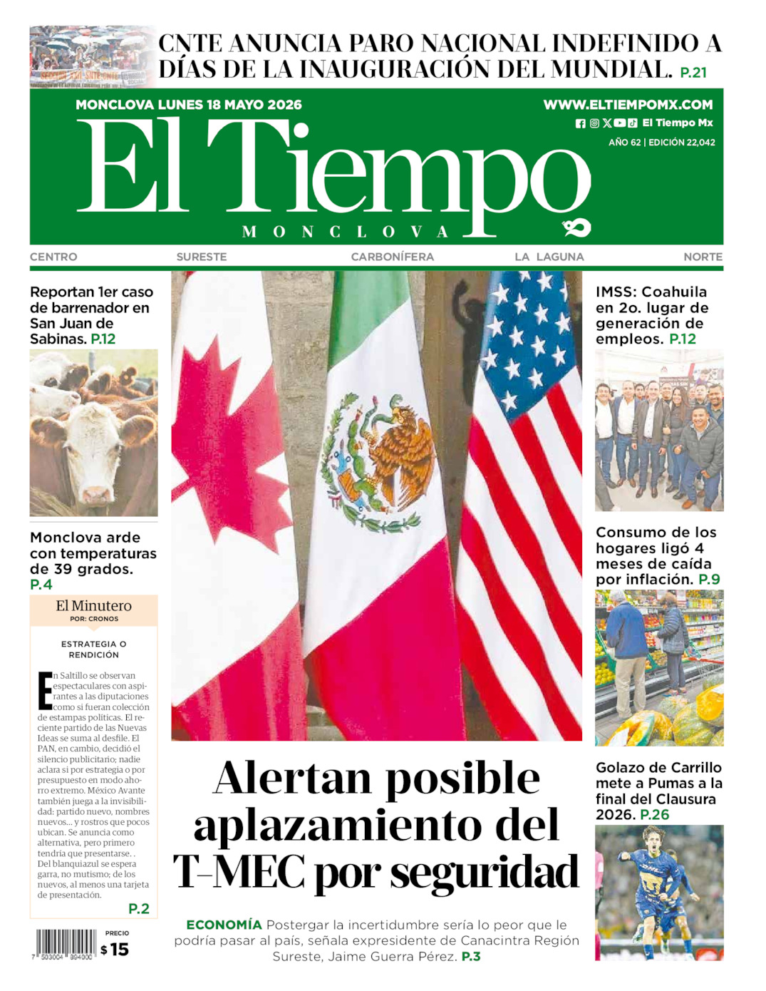 Edición impresa de El Tiempo Monclova