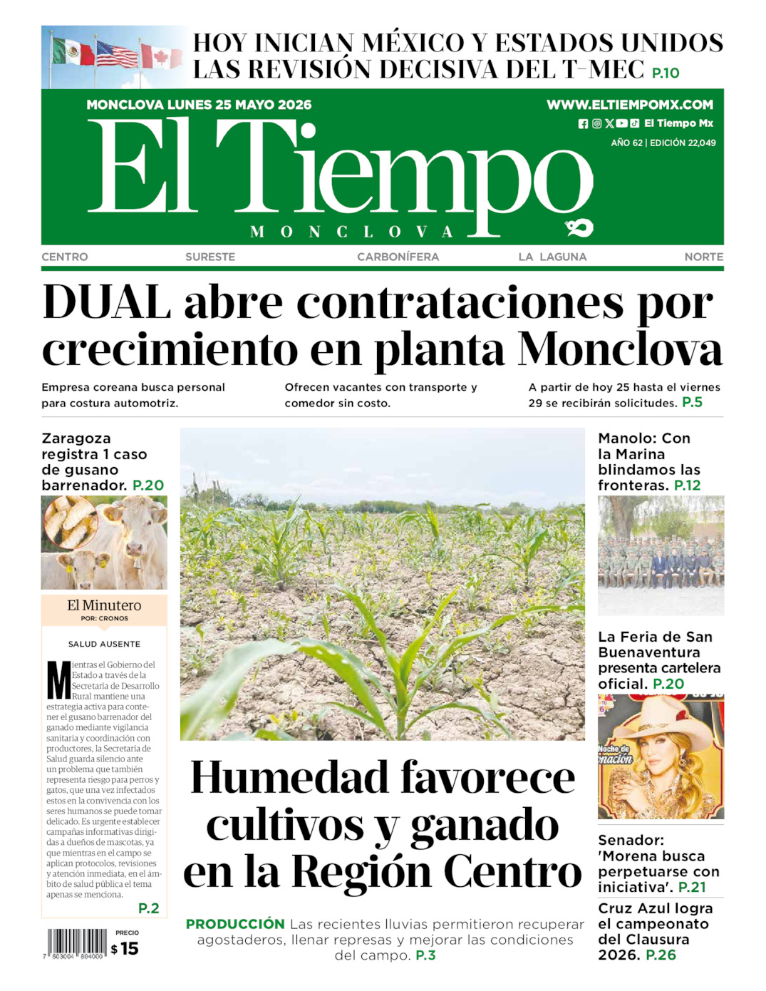Portada del lun 25 de mayo de 2026