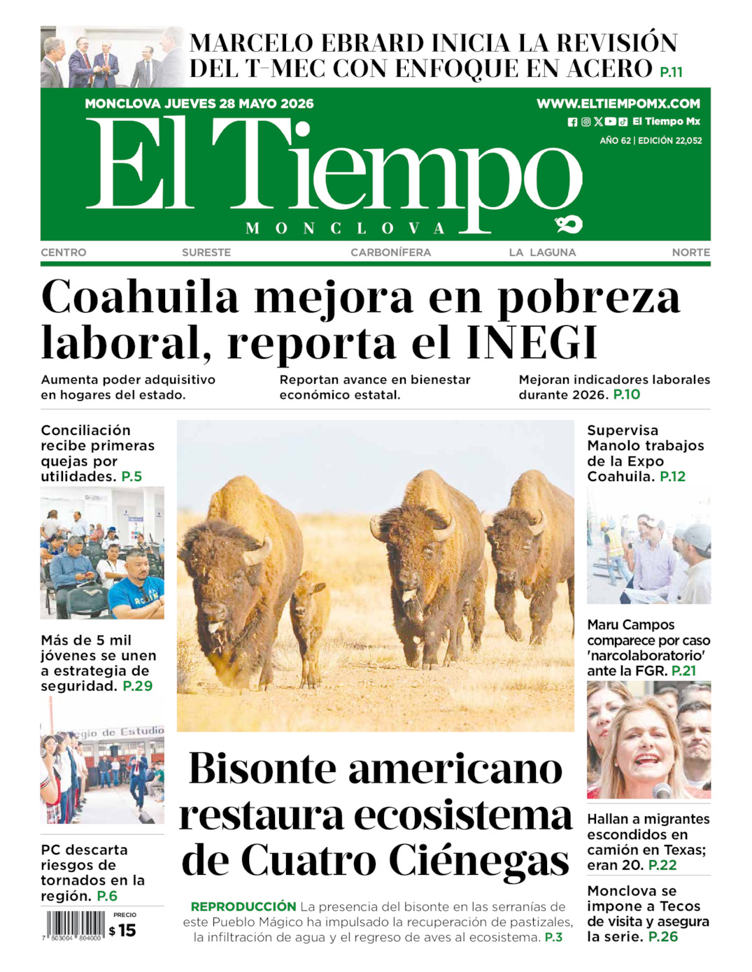Edición impresa de El Tiempo Monclova