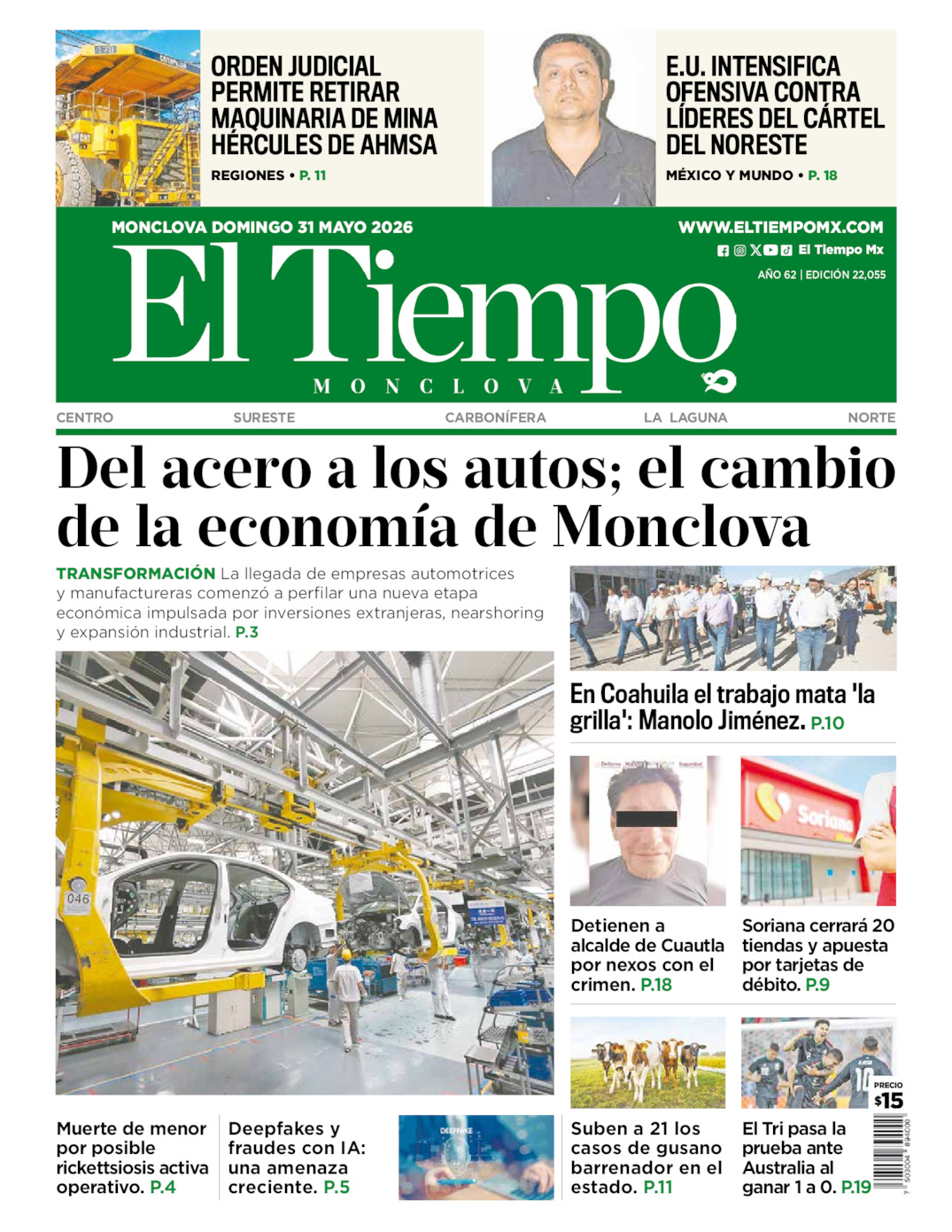 Edición impresa de El Tiempo Monclova