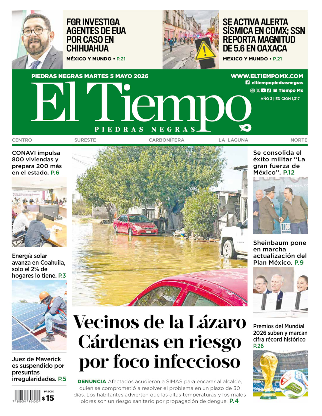 Edición impresa de El Tiempo Piedras Negras
