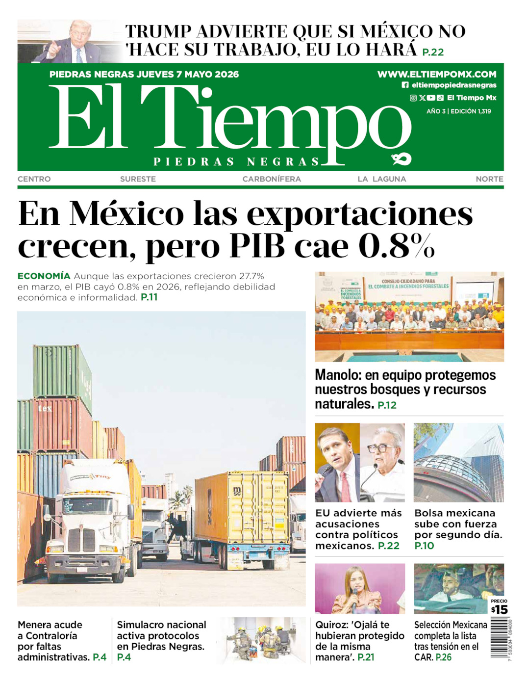 Edición impresa de El Tiempo Piedras Negras