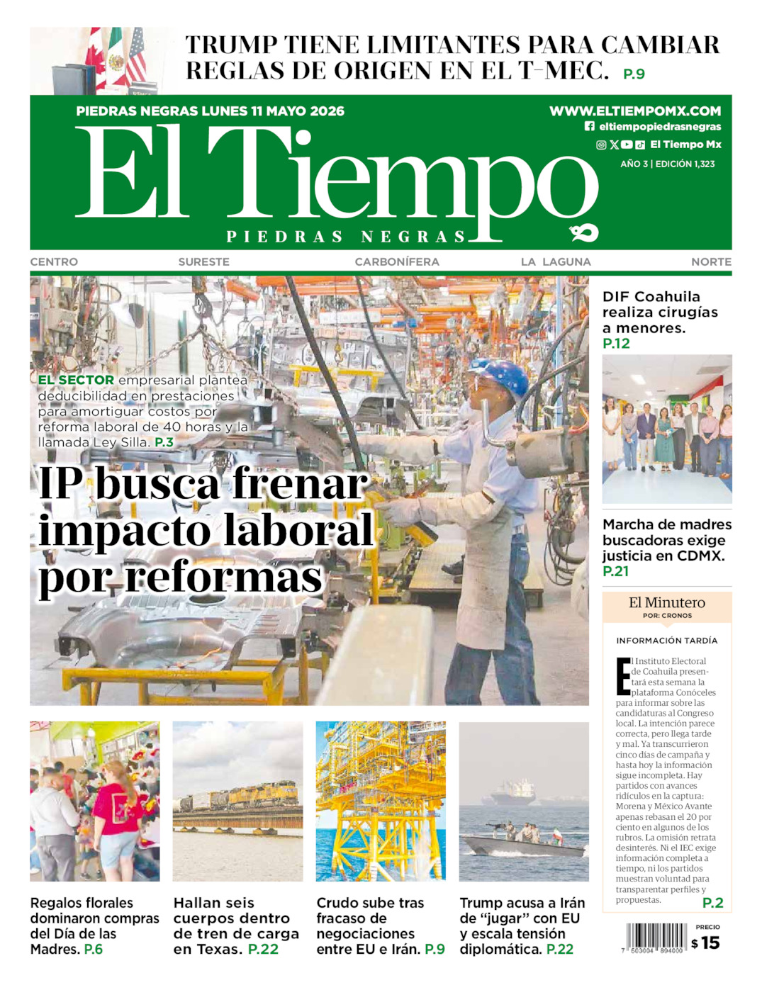 Edición impresa de El Tiempo Piedras Negras