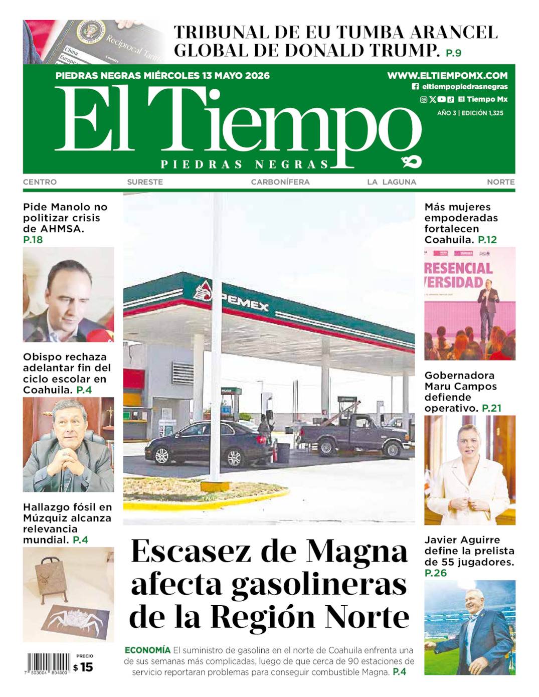 Edición impresa de El Tiempo Piedras Negras