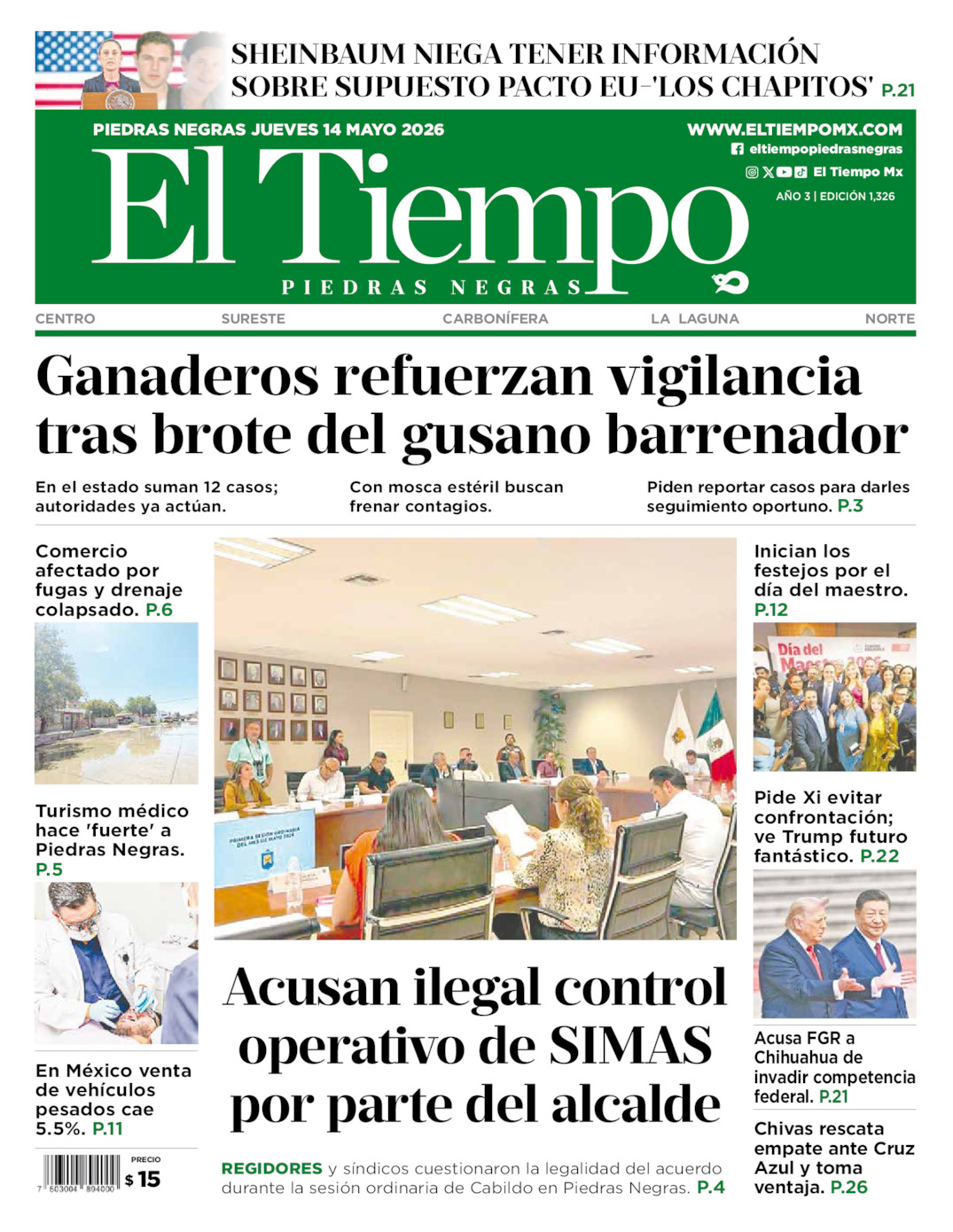 Edición impresa de El Tiempo Piedras Negras