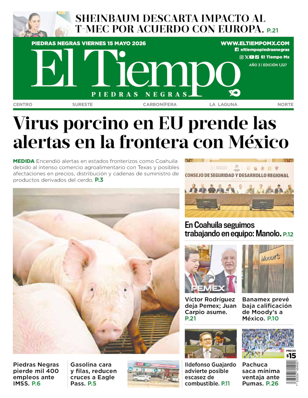 Edición impresa de El Tiempo Piedras Negras