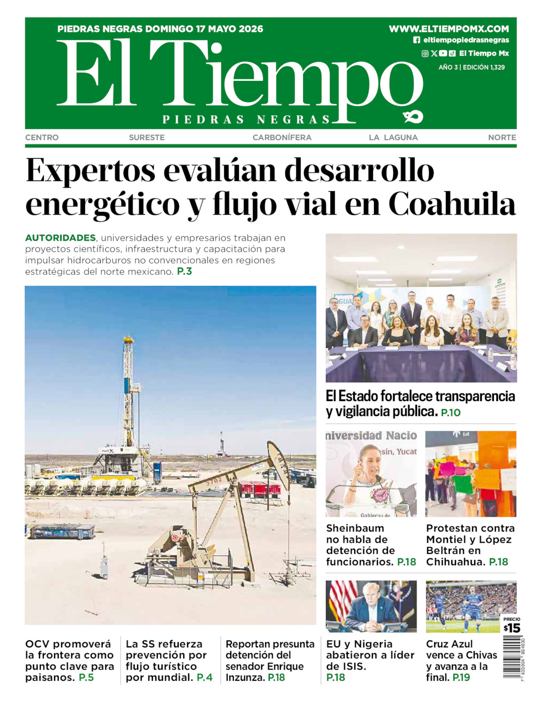 Edición impresa de El Tiempo Piedras Negras