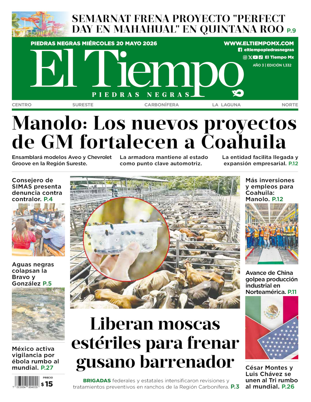 Edición impresa de El Tiempo Piedras Negras
