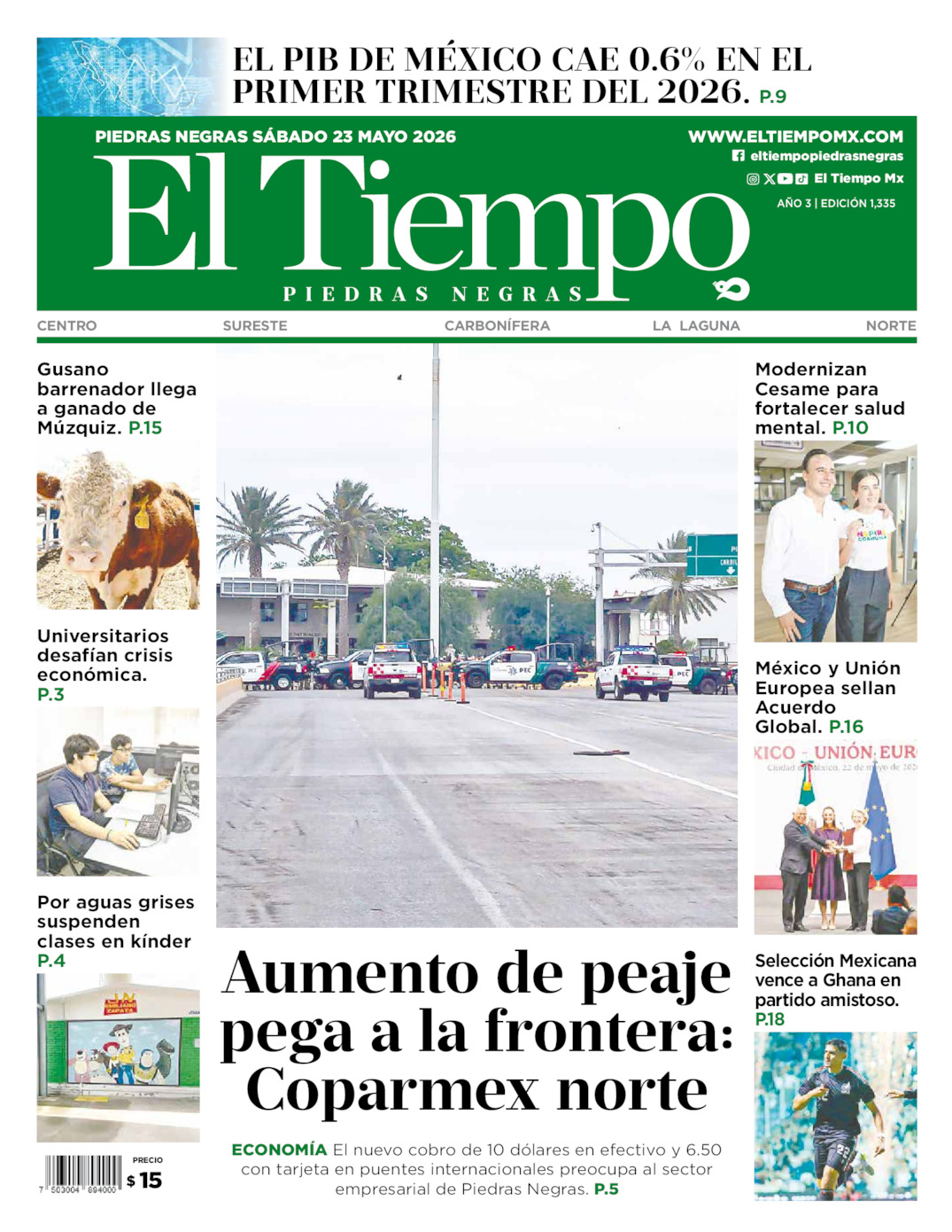 Edición impresa de El Tiempo Piedras Negras