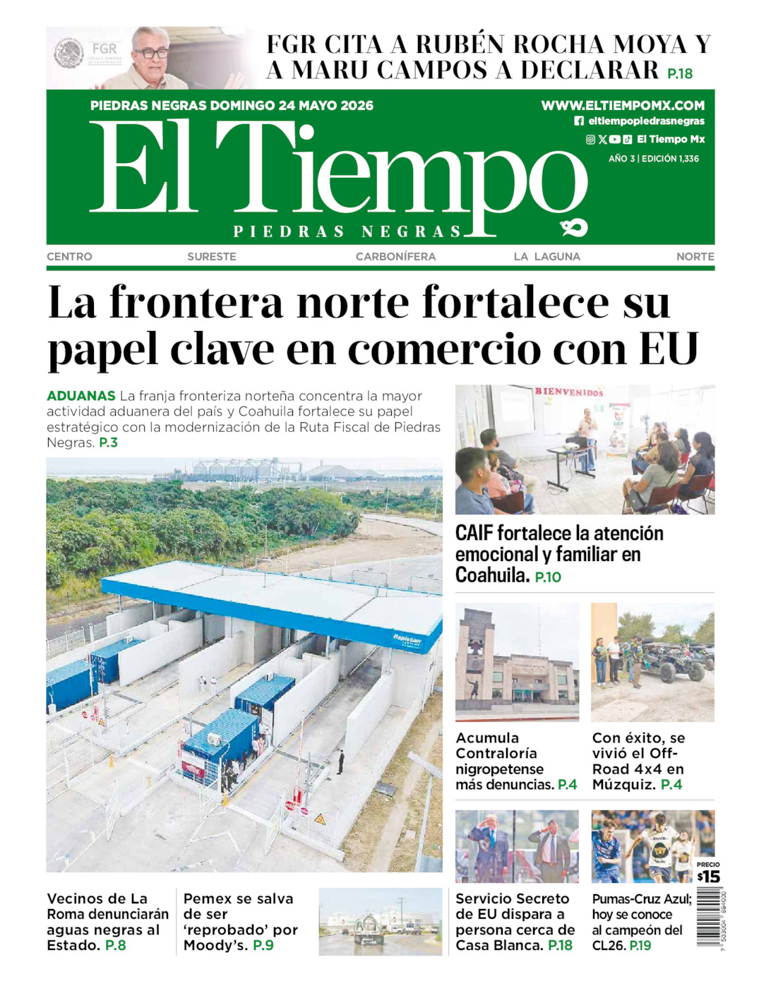 Edición impresa de El Tiempo Piedras Negras
