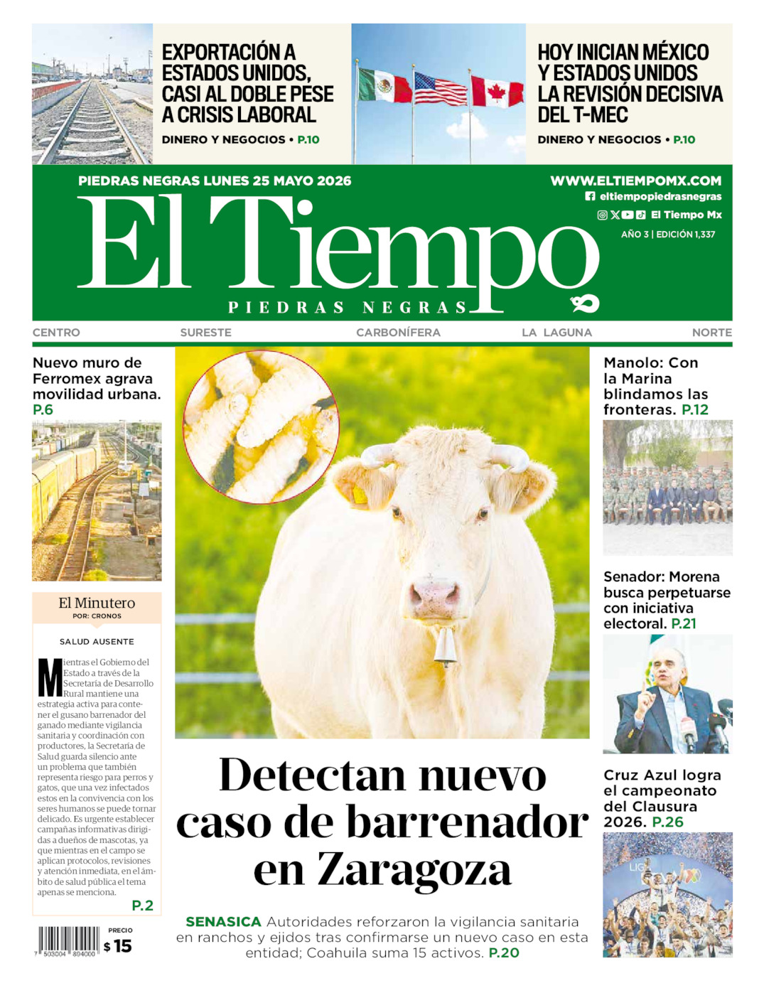 Edición impresa de El Tiempo Piedras Negras