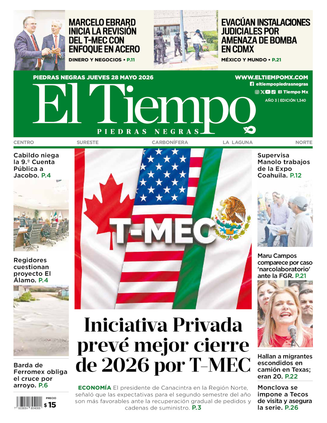Edición impresa de El Tiempo Piedras Negras