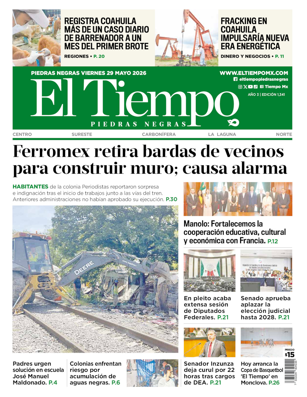 Edición impresa de El Tiempo Piedras Negras
