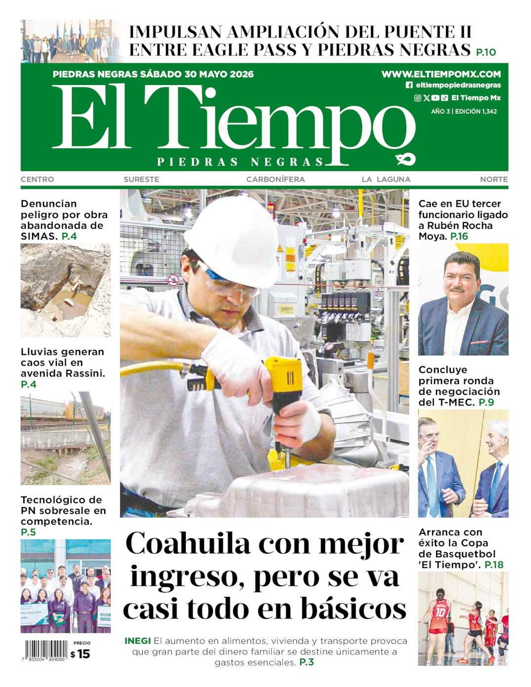 Edición impresa de El Tiempo Piedras Negras