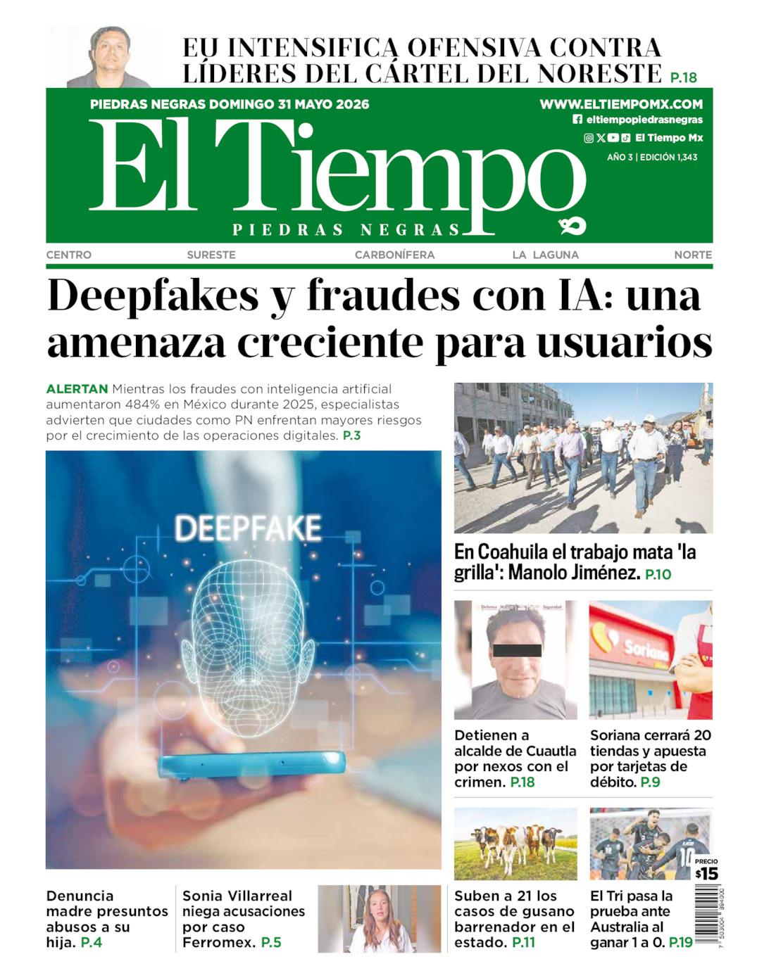Edición impresa de El Tiempo Piedras Negras