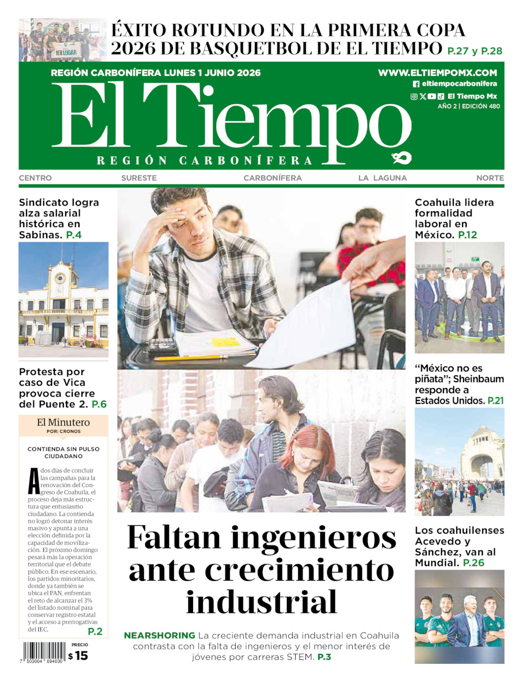 Edición impresa de El Tiempo Región Carbonífera