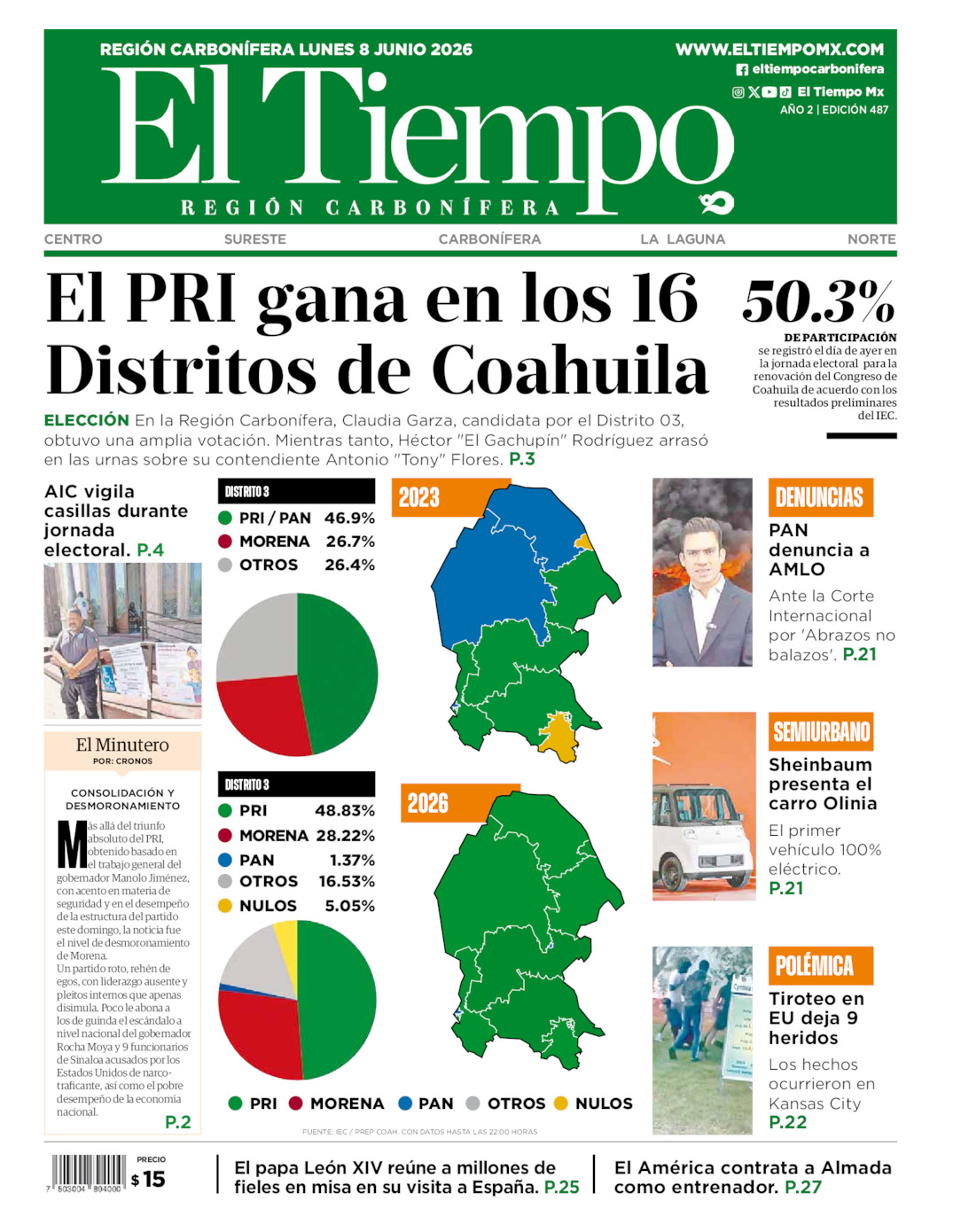 Edición impresa de El Tiempo Región Carbonífera