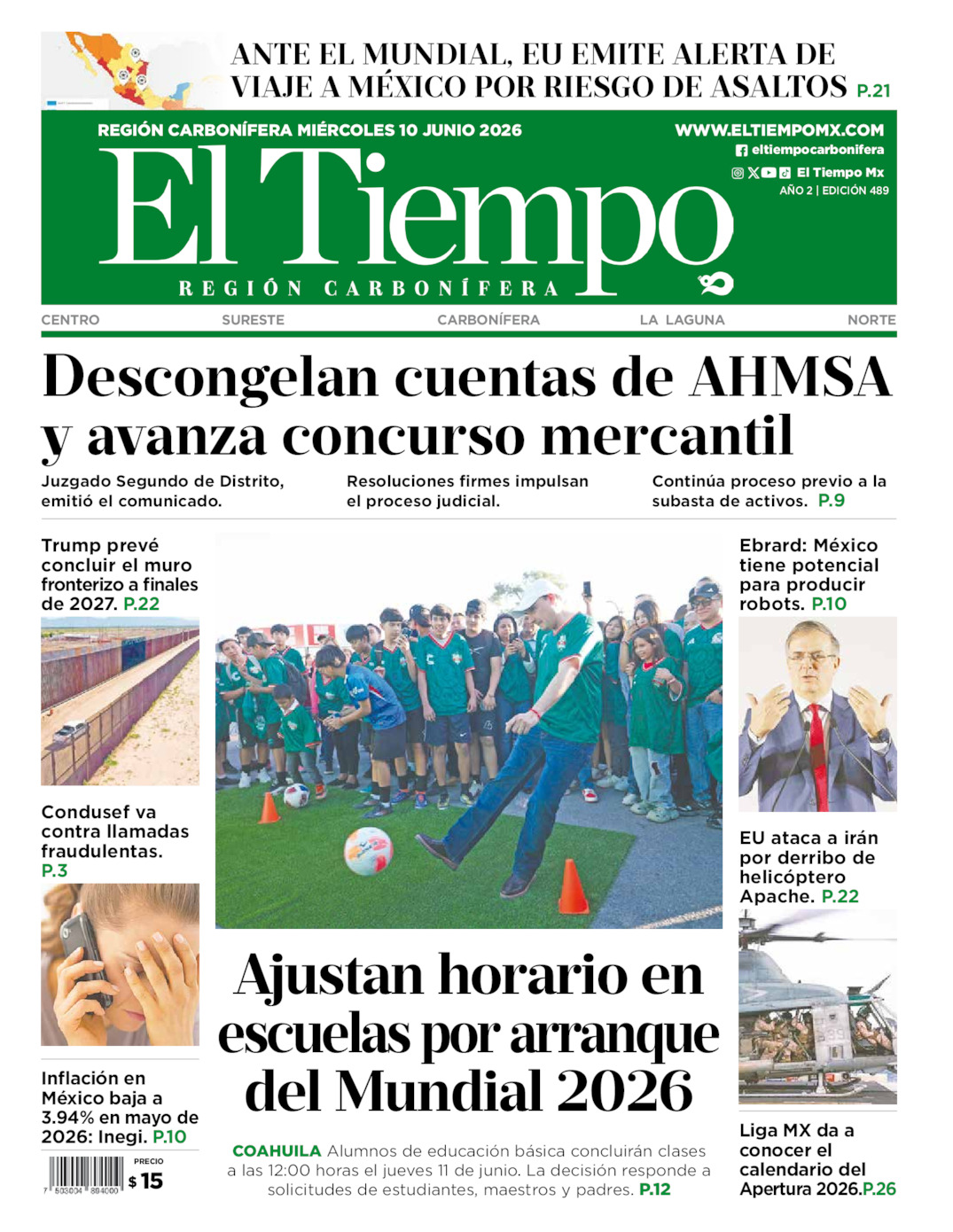 Edición impresa de El Tiempo Región Carbonífera
