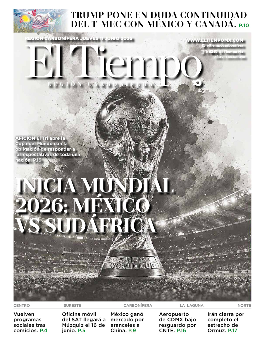 Edición impresa de El Tiempo Región Carbonífera