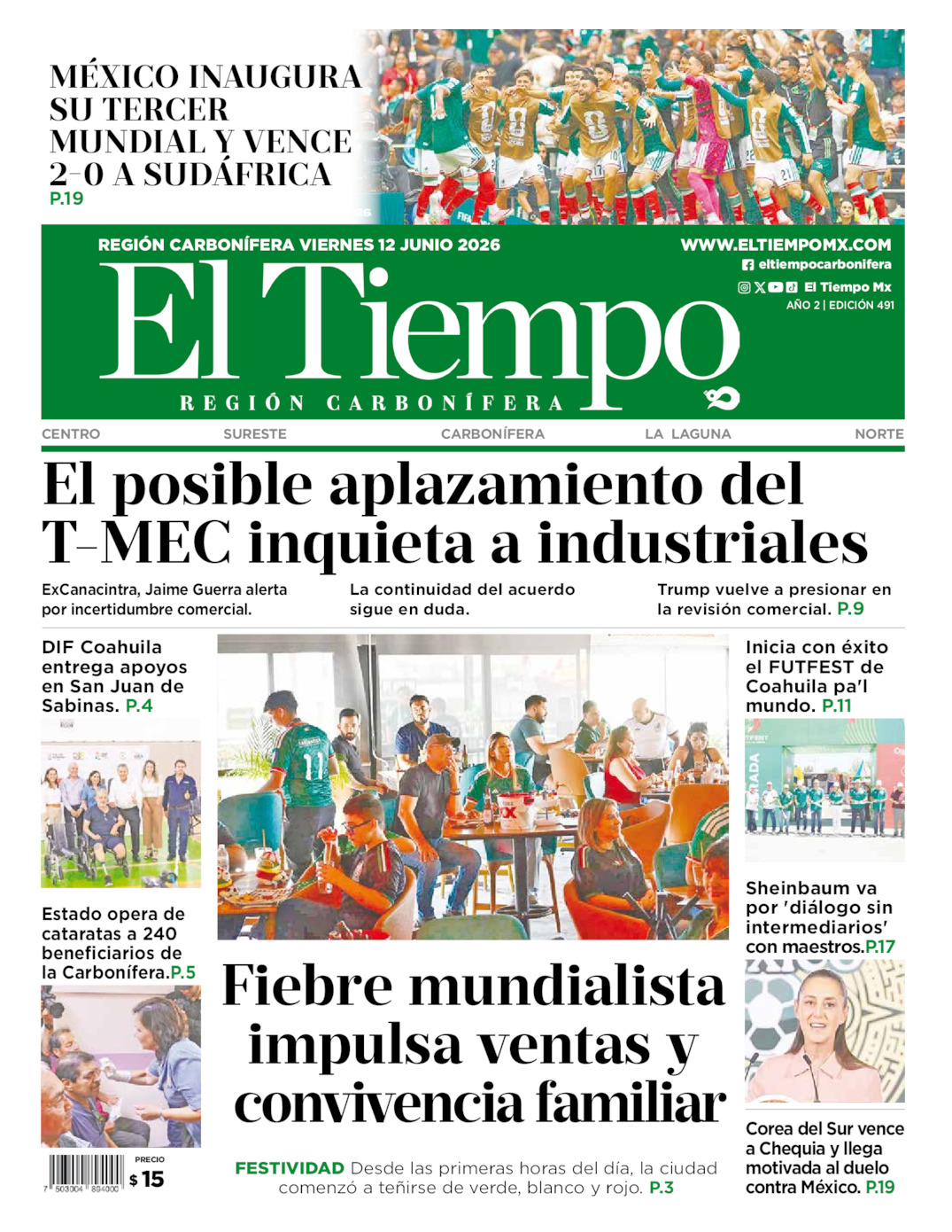 Edición impresa de El Tiempo Región Carbonífera