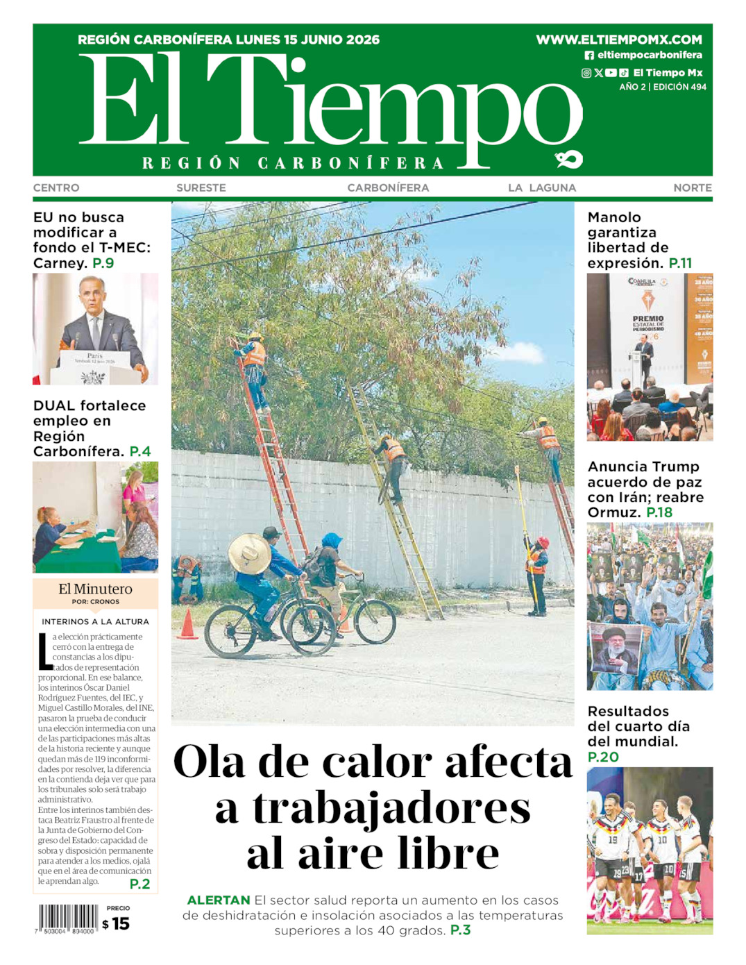 Edición impresa de El Tiempo Región Carbonífera